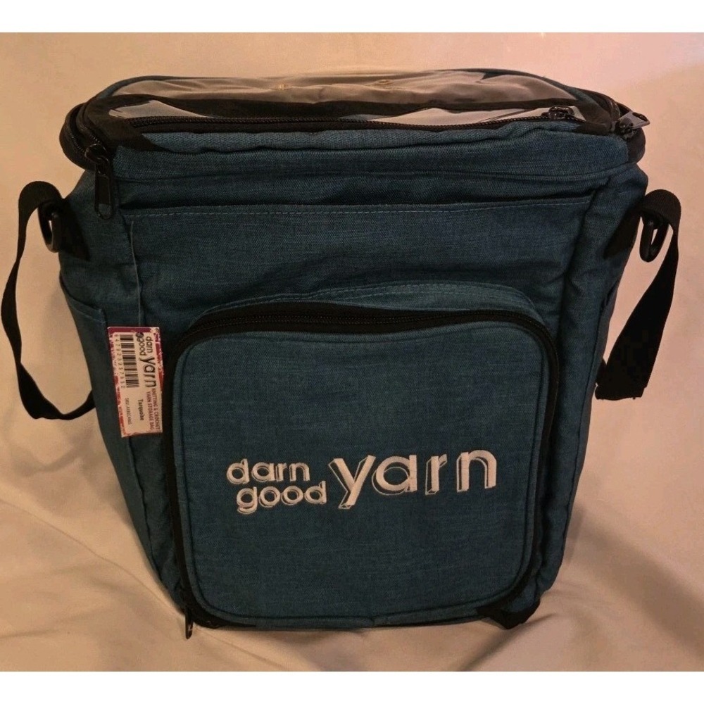 Darn Good Yarn, Storage tote‎ Bag for yarn skeins knitting in Turquoise blue